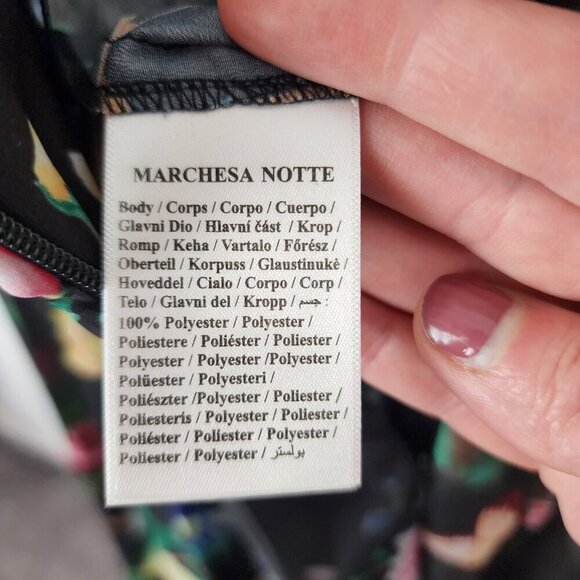 NWT Marchesa Notte Flowering Floral Keyhole High Low Gown Black Combo Size 6 - Picture 15 of 16